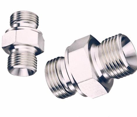 Silver Medium Carbon Steel German Metric Male H. T to BSPT Male Hydraulic Hose Adapter