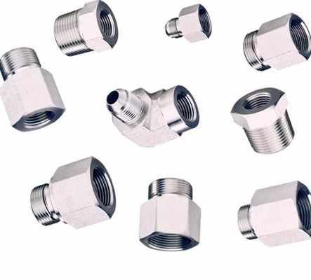 Silver Medium Carbon Steel German Metric Male H. T to BSPT Male Hydraulic Hose Adapter