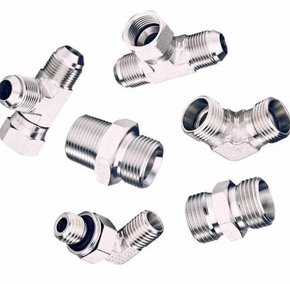 Medium Carbon Steel 90 Elbow BSPT Male-Parker Series Hydraulic Hose Fitting Silver