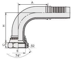 26791 Stainless Steel Hydraulic Crimp Hose Fittings for American Thread Jic 74 Taper Seal 90 Elbow