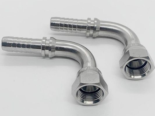 26791 Stainless Steel Hydraulic Crimp Hose Fittings for American Thread Jic 74 Taper Seal 90 Elbow